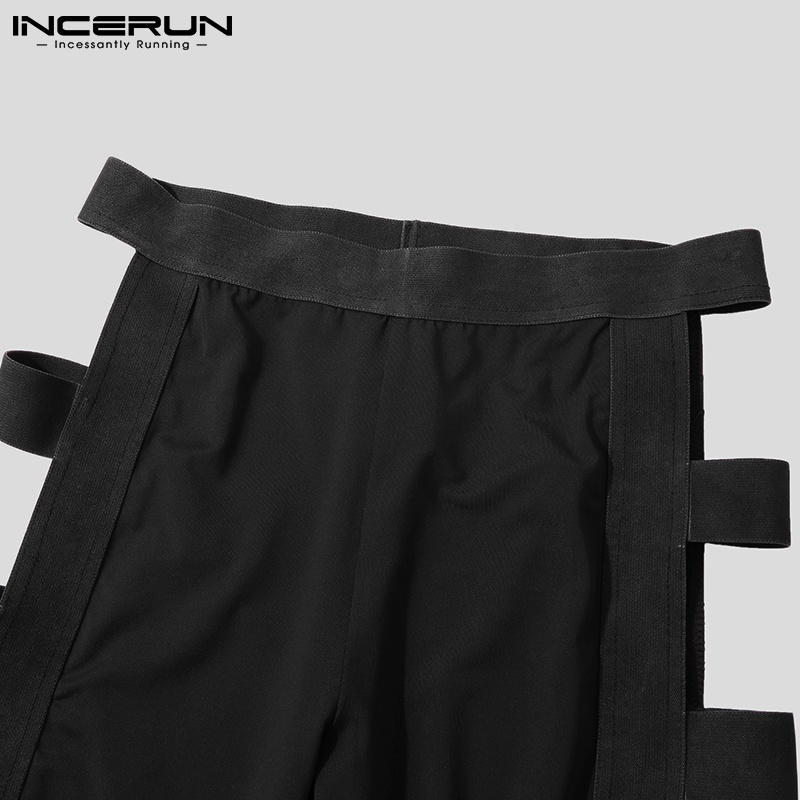 Quần short INCERUN ôm dáng lưng co giãn vải mỏng họa tiết khoét lỗ gợi cảm cho nam chơi thể thao/tập gym