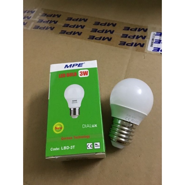 ĐÈN LED BULB 3W MPE LBD-3 (AS Trắng và Vàng)