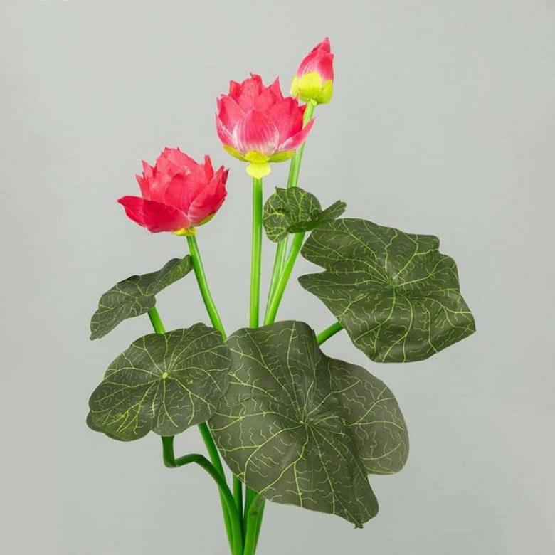 Cụm hoa sen nhí hoa giả trang nhã tuyệt đẹp, hoa lụa trang trí phòng khách, bàn lễ