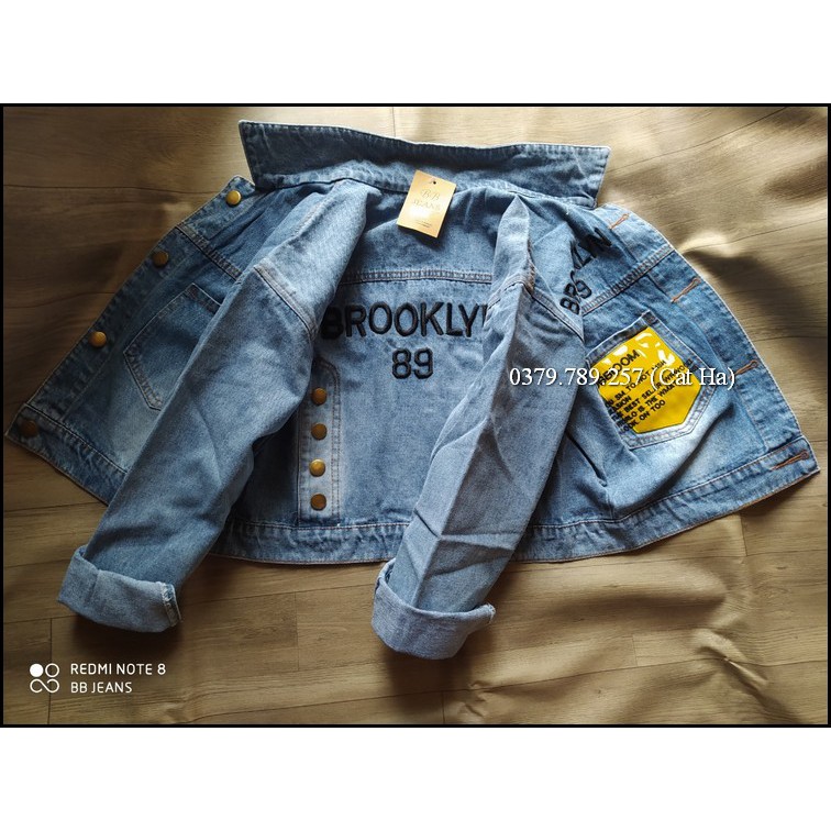 Aó khoác jean nữ xám xanh như hình form dưới 58Kg Brooklyn BB26