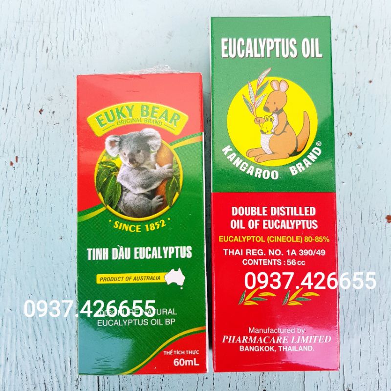 Dầu khuynh diệp Euky Bear / Eucapro / Kangaroo dầu tràm dành cho xông, hít mũi, thoa em bé, mẹ, người già