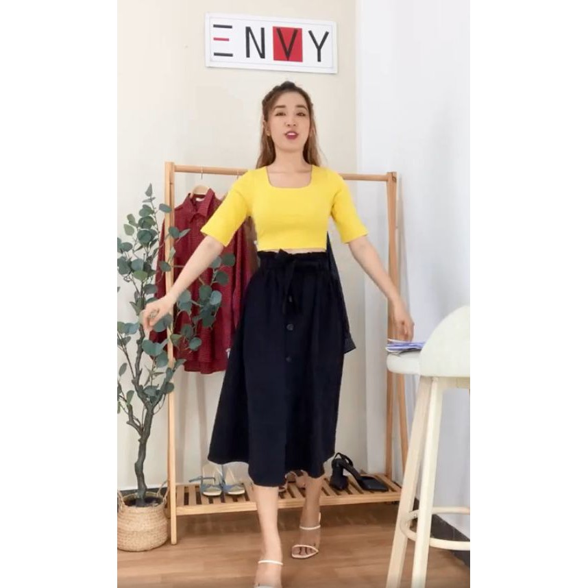 Áo Lami Top ENVY - A176, Áo croptop cổ vuông, tay ngắn siêu mát cho mùa hè thêm năng động.