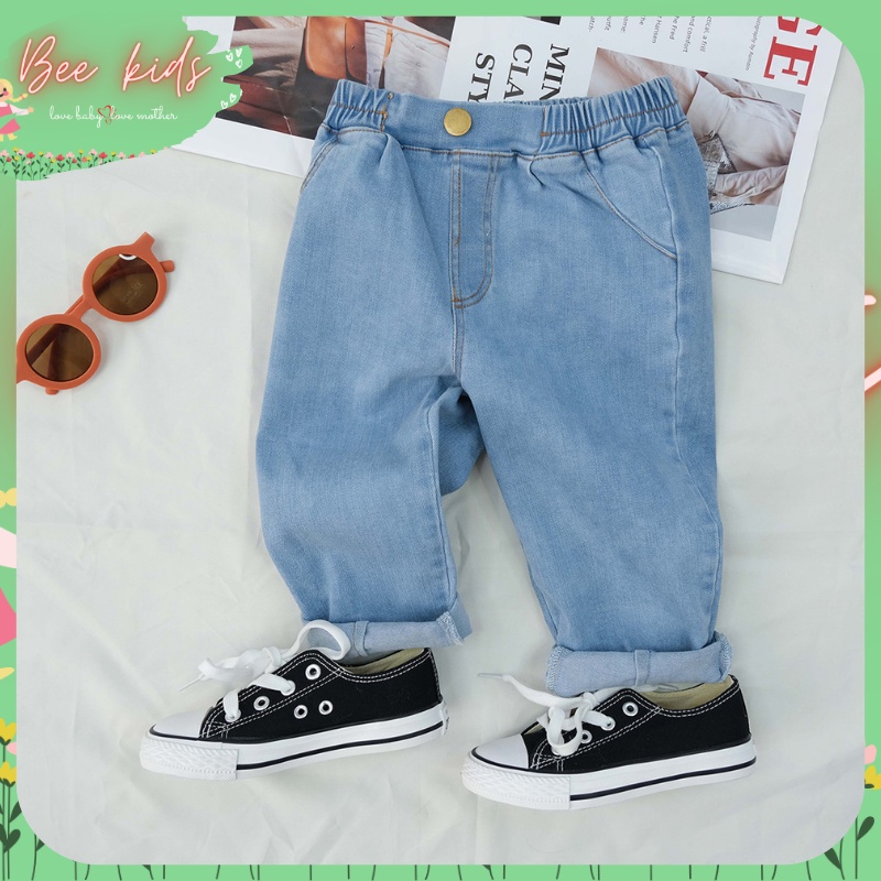 Quần bò dài bé trai phong cách Hàn quốc cho bé 9-30kg mặc đi học, đi chơi, quần jean 2022 Beekids Memory