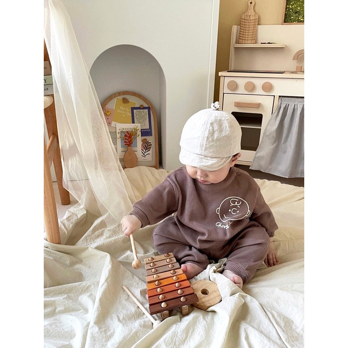 Bộ quần áo nỉ len tăm cực đáng yêu thu đông cho bé trai gái 10-25kg