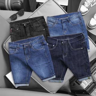 Quần short jean nam trơn 4 màu chất bò dày dặn co giãn bốn chiều form regular NEWSHOP