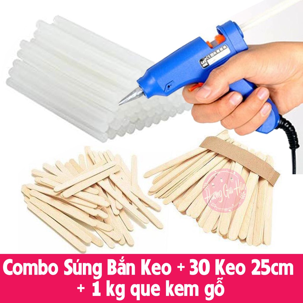 Combo Súng Bắn Keo + 30 Keo nến 25cm + 1kg que kem gỗ - goodbaby, luvamo, hanhdecal, shop mẹ xôi