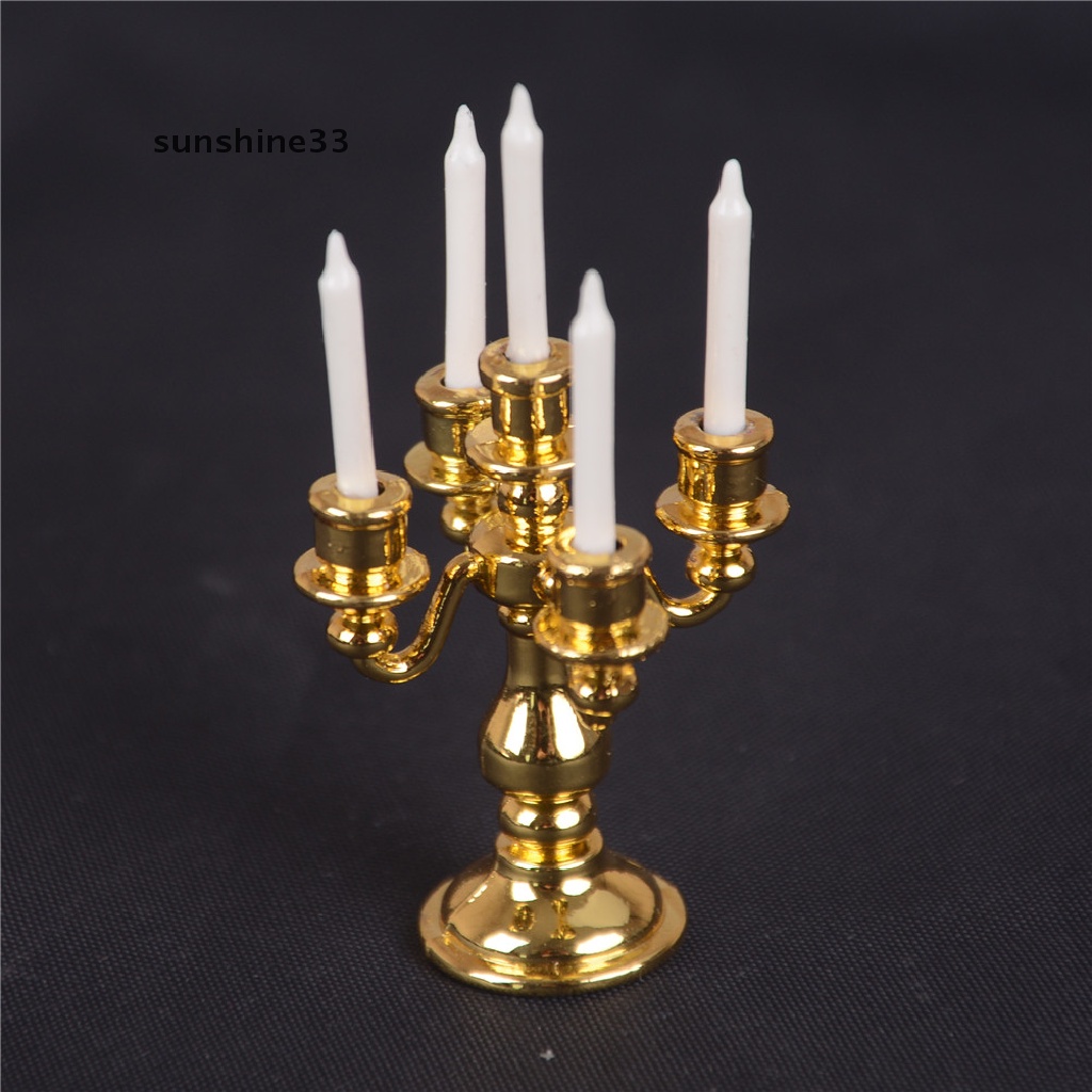 Set 5 Nến Candelabra 5 Màu Vàng Tỉ Lệ 1 / 12 Trang Trí Nhà Búp Bê