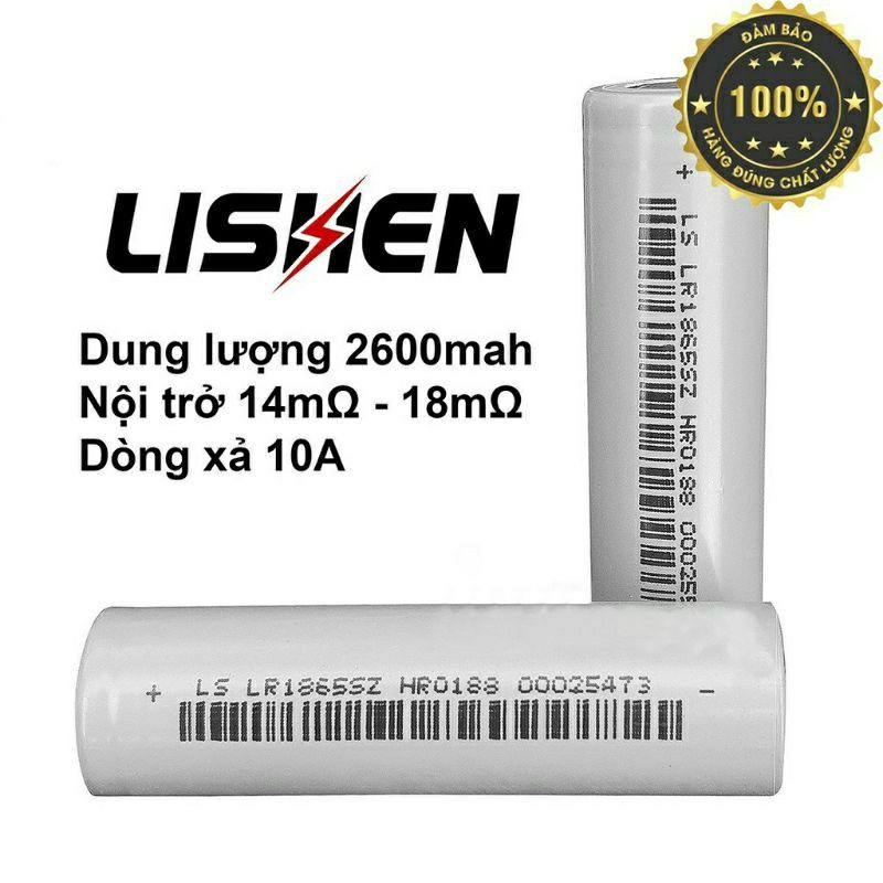 Cell Pin Ls Lishen xám 2500mAh, Dòng xả cao 10A - Cell 18650 2500mah - Pin 18650 2500mah