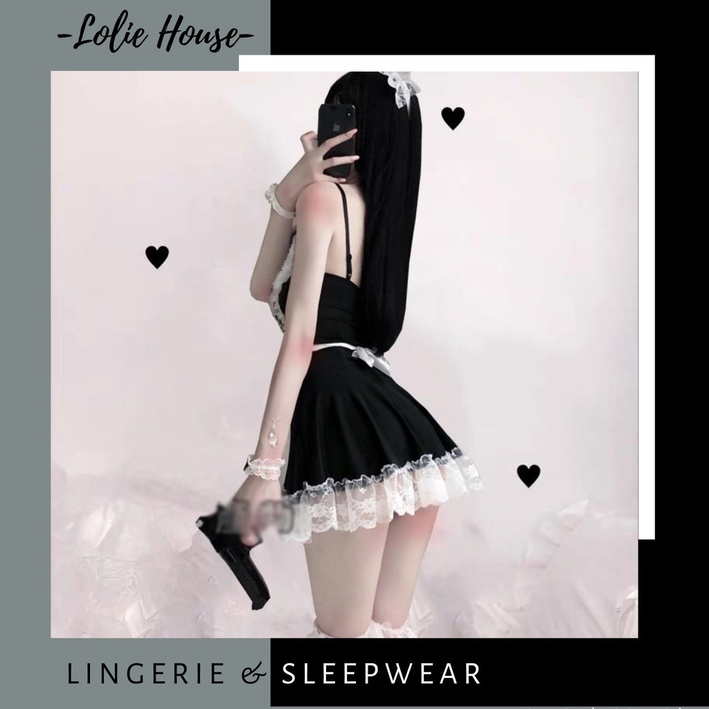 Cosplay hầu gái sexy - Set váy ngủ sexy cosplay cô hầu bàn tạp dề trắng LOLIE HOUSE - CP5 | BigBuy360 - bigbuy360.vn