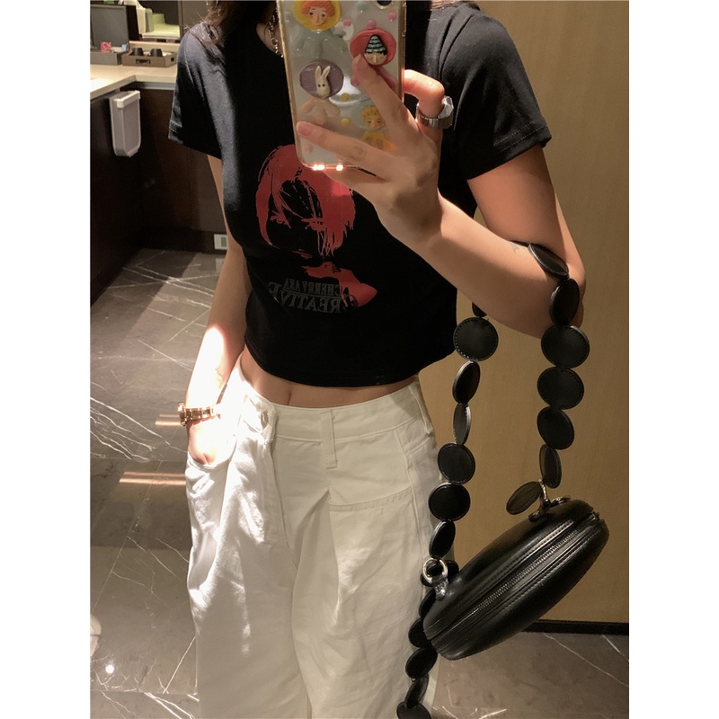 Áo Thun Dáng Ôm Ngắn Tay In Hình Cá Tính 50427