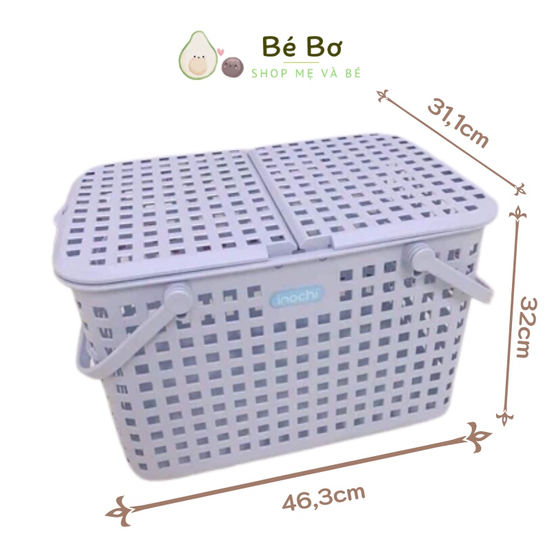 Làn đi sinh Có Nắp Size Lớn Bé Bơ Store - Giỏ xách quai giữa Inochi Nhựa Cao Cấp đựng đồ đa năng cho mẹ và bé
