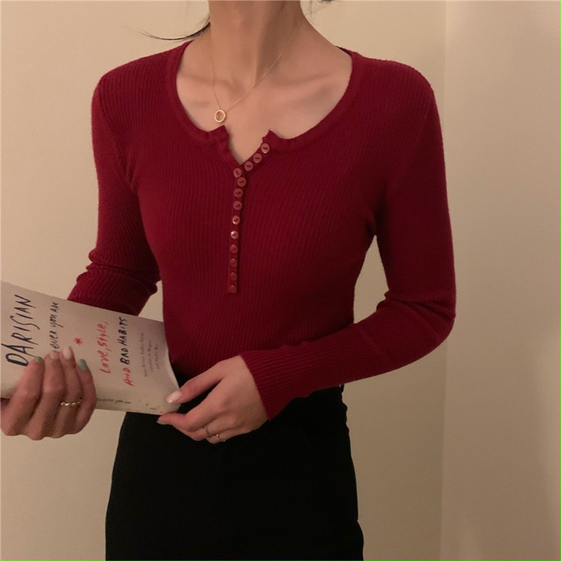 Áo len đan dệt kim tay dài dáng ôm freesize phong cách Hàn Quốc trẻ trung cho nữ | BigBuy360 - bigbuy360.vn