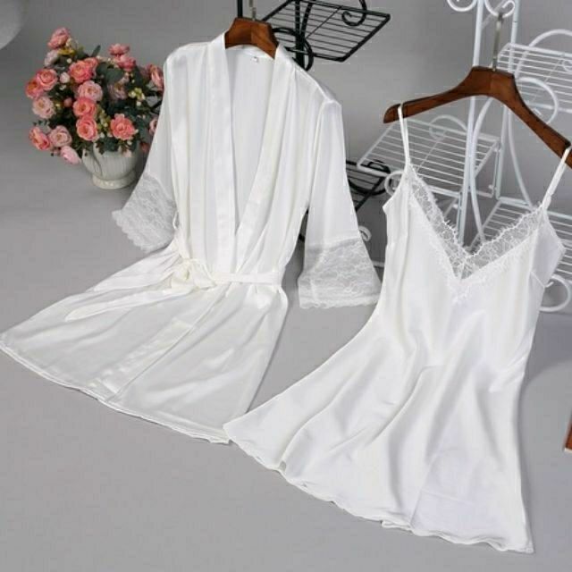 Set đầm ngủ satin lụa cao cấp