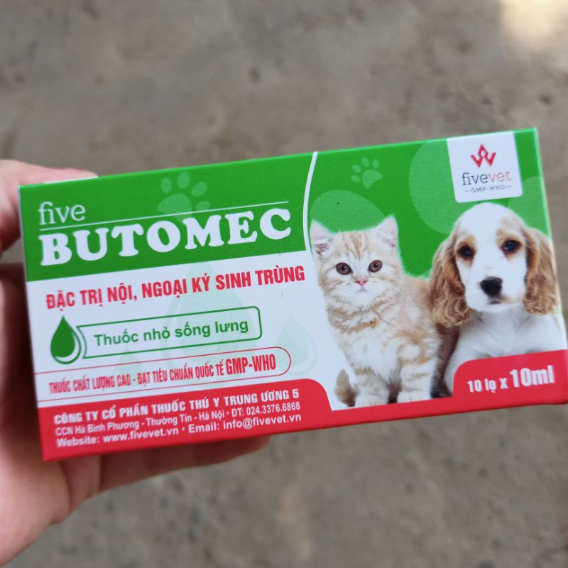 Chai 10ml dung dịch butomec nhỏ sống lưng chó mèo đuổi ve, rận, giun sán - ship toàn quốc