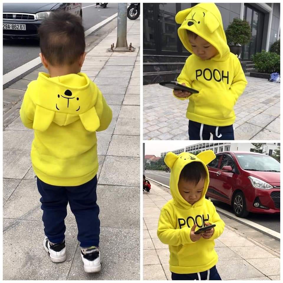 Áo nỉ trẻ em thu đông hoodie mũ trùm đầu hình thú dễ thương cho bé trai bé gái từ 8 đến 18kg