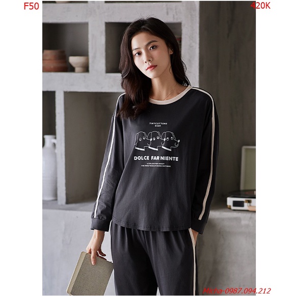 Bộ dài tay xám (vải dày vừa phải) - Micha F50