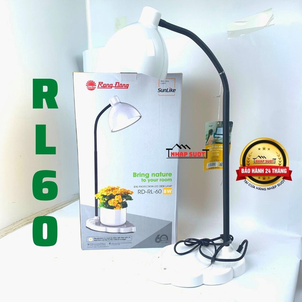 [Chính Hãng] Đèn học sinh 8W Rạng Đông LED Sunlike bảo vệ mắt, cảm ứng chạm, điều chỉnh độ sáng và màu sắc RL-60