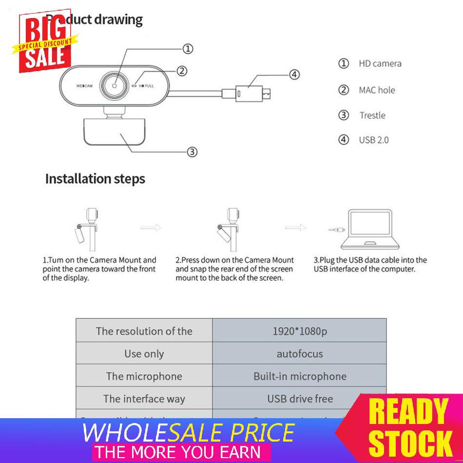 Webcam 1080p Pc Mini Usb 2.0 Kèm Mic | BigBuy360 - bigbuy360.vn