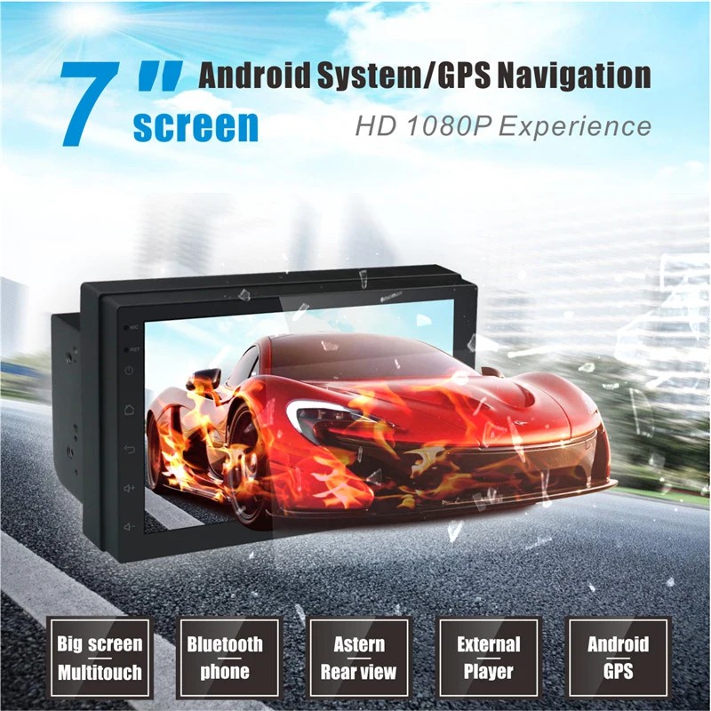 Màn Hình Cảm Ứng LCD 7 inch Hỗ Trợ Nghe Nhạc MP5 Bluetooth Wifi GPS Android 9.1 (Hỗ trợ Tiếng Việt) Tặng Kèm Mặt Dưỡng