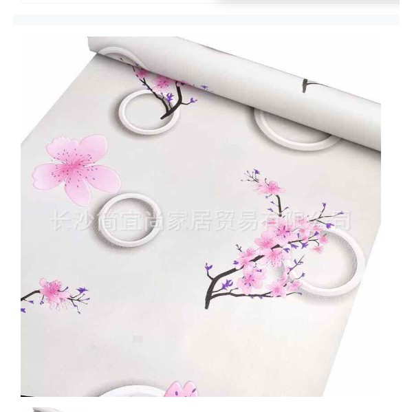 Cuộn 10m giấy dán tường nhành đào hồng khổ rộng 45cm