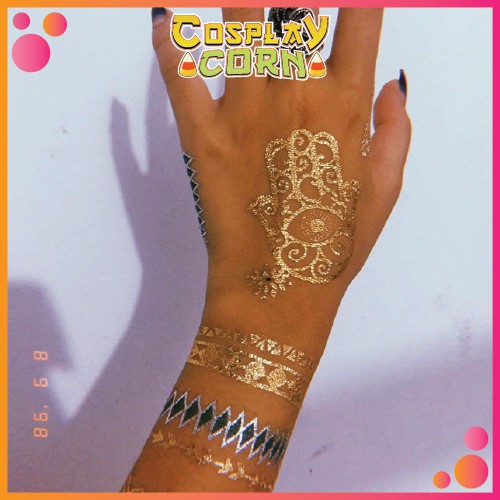 Miếng dán giả xăm Henna metalic - Miếng dán xăm cosplay