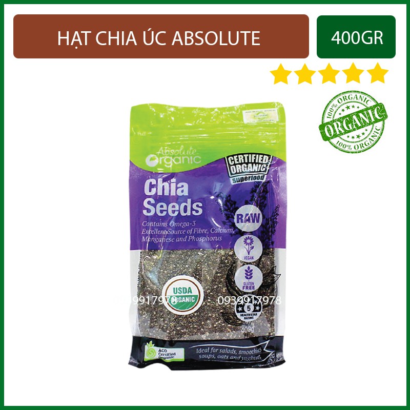 Hạt Chia Úc Absoblute 400g 100% Chuẩn Nhập Có Tem Chống Gỉa BCA