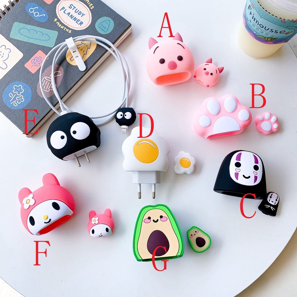Phụ kiện bảo vệ dây cáp sạc usb 18w 20w hình chú heo dễ thương thích hợp cho iphone ipad