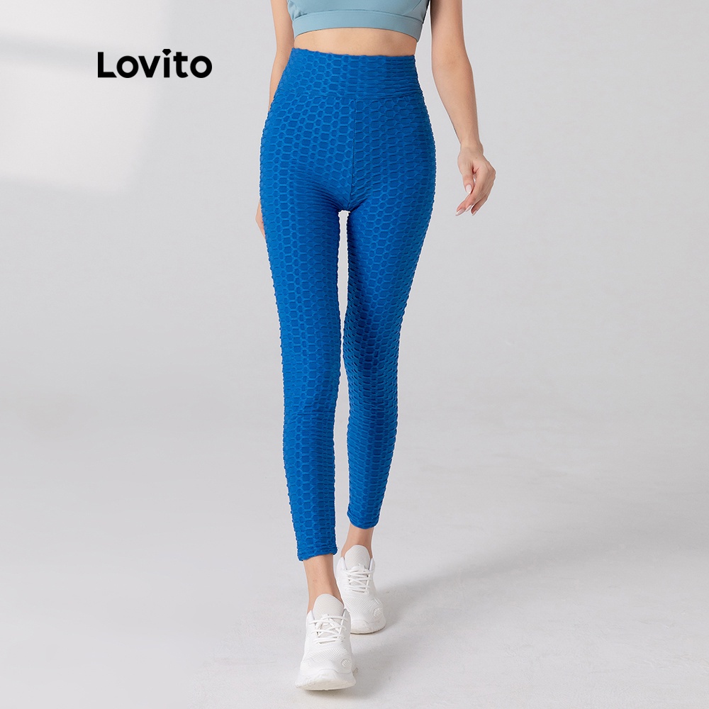 Lovito Quần Legging Thể Thao Màu Xanh Nhạt Nhanh Khô L05212 | BigBuy360 - bigbuy360.vn