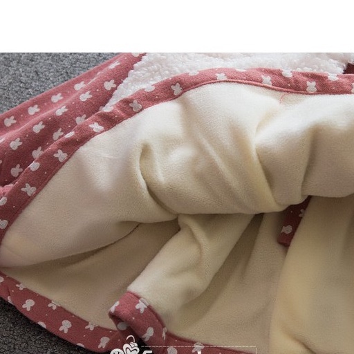 Váy mùa đông bé gái -Váy lót lông họa tiết thỏ kèm áo gile lông size 9-17kg SV16