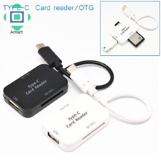 Đầu đọc thẻ nhớ sd tf + usb otg với đầu cắm cổng type c cho máy tính