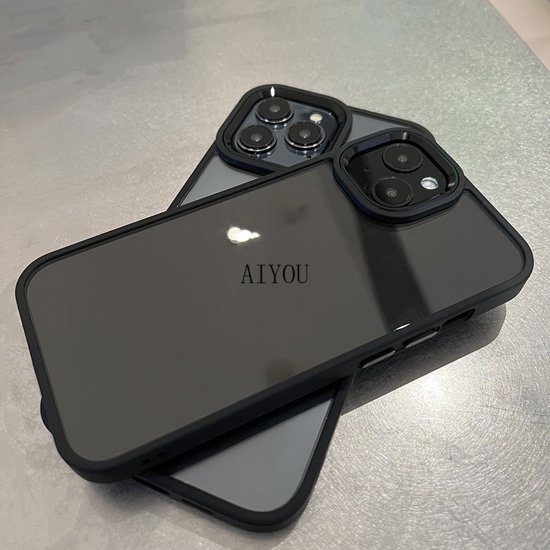 Ốp Điện Thoại Cứng Trong Suốt Viền Màu Vàng Cho iPhone 14 pro max 14 14plus