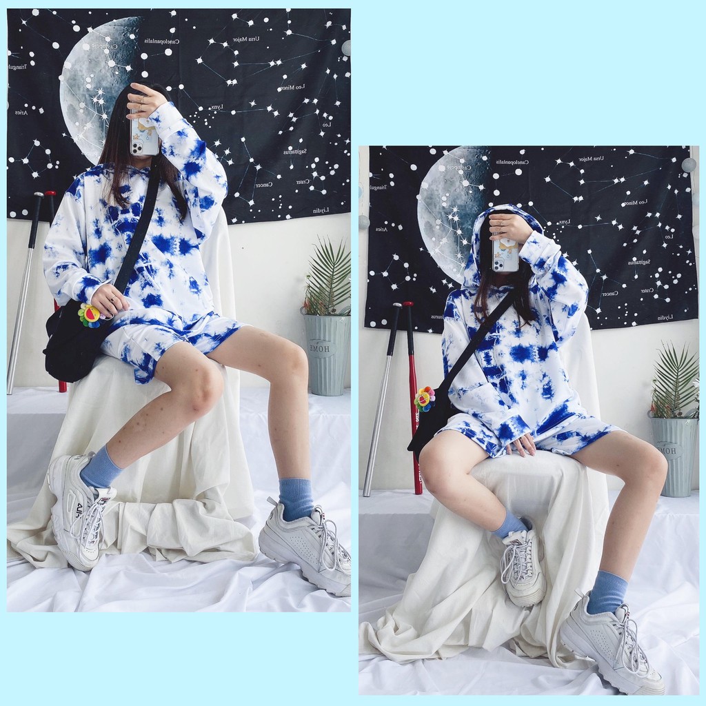 Combo áo quần hoodie loang màu siêu chất ulzzang unisex