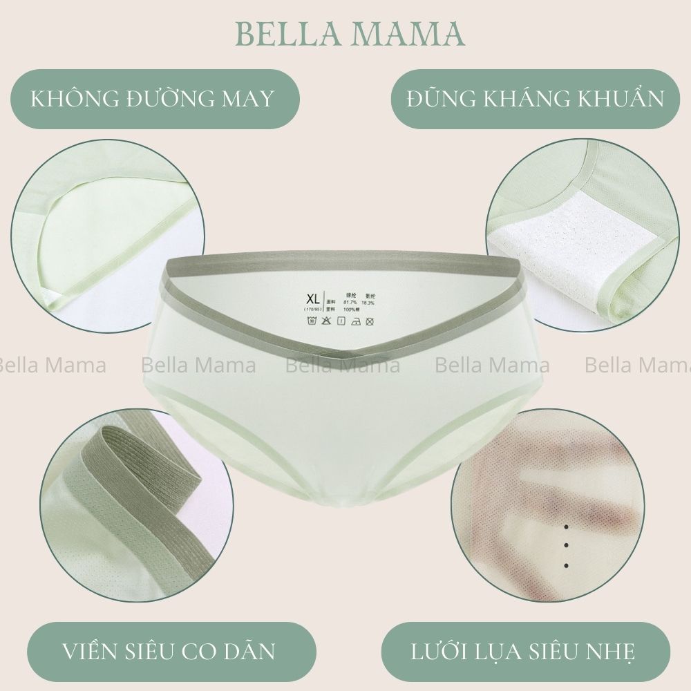 Quần Lót Bầu Cạp Chéo Quần Chíp Bầu Sau Sinh Chất Liệu Lụa Lưới Đũng Kháng Khuẩn Bella Mama Q23