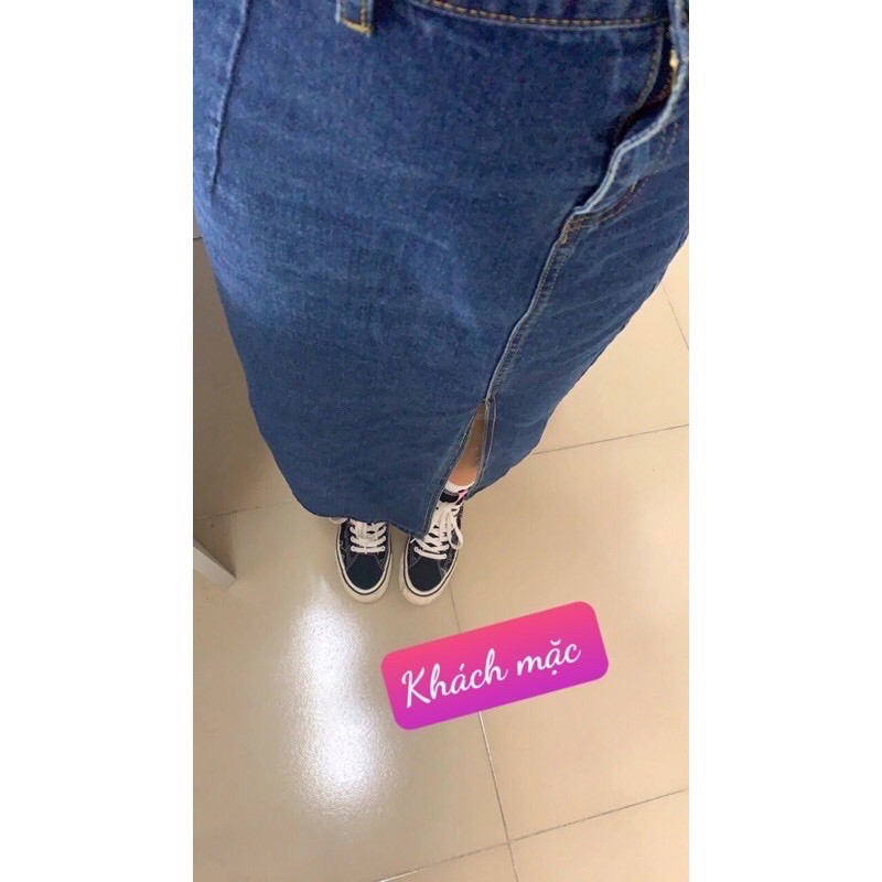 Chân Váy Dài Denim Cạp Cao Xẻ Tà Siêu Hack Dáng Hàng Quảng Châu Siêu Đẹp (Ảnh Thật Ở Cuối) | BigBuy360 - bigbuy360.vn