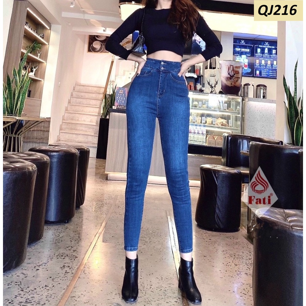 Quần Jeans Nữ Lưng Siêu Cao 2 Cút - QJ216