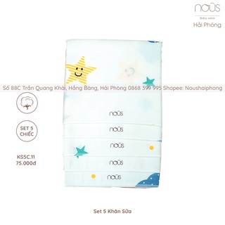 Set 5 khăn sữa trắng trăng sao nous