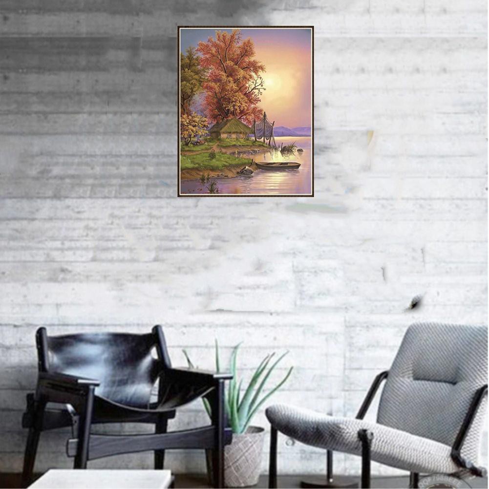 Bộ tranh đính đá 5D tự hoàn thành họa tiết cây bên bờ sông trang trí nhà đẹp mắt | BigBuy360 - bigbuy360.vn