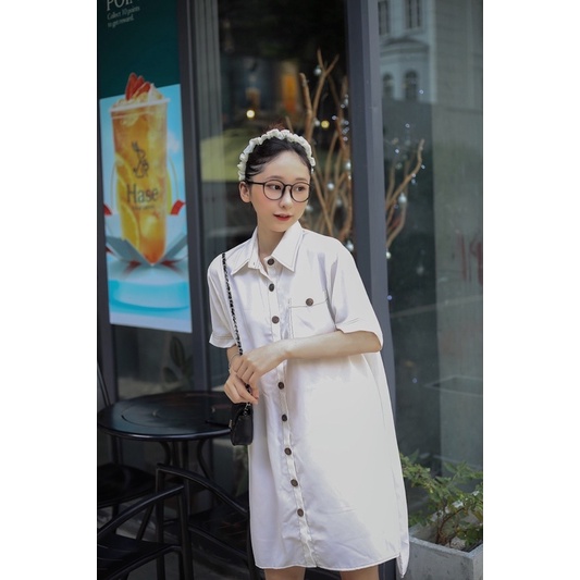 Đầm Suông ULLZANG SHIRT DRESS form rộng oversize
