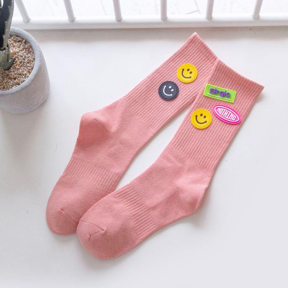 MIQUEL Vớ Cotton Màu Trơn Họa Tiết Hoạt Hình Phong Cách Đường Phố Đơn Giản Dành Cho Nữ