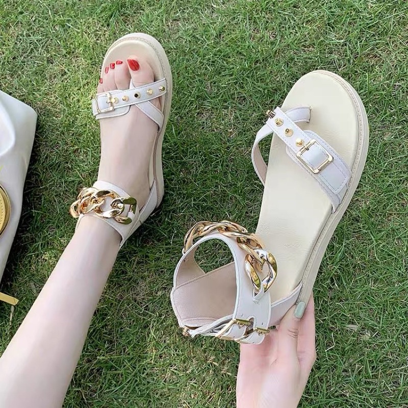 SANDALS NỮ ĐẾ PHẲNG QUAI XÍCH BẢN TO