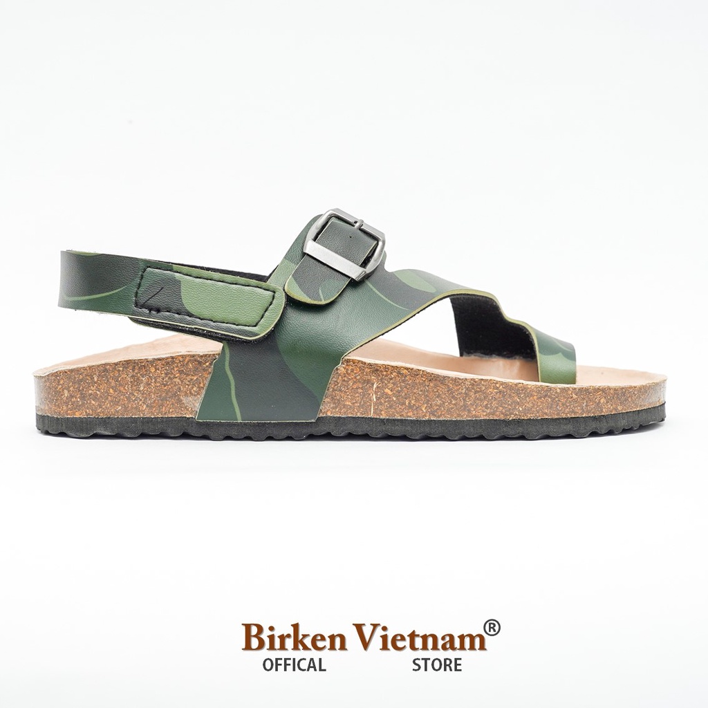 Mã R20 Sandal ĐẾ TRẤU Da PU Camo Rằn Ri Quai Xỏ Ngón Khóa Dán Unisex Birken Vietnam Bioline