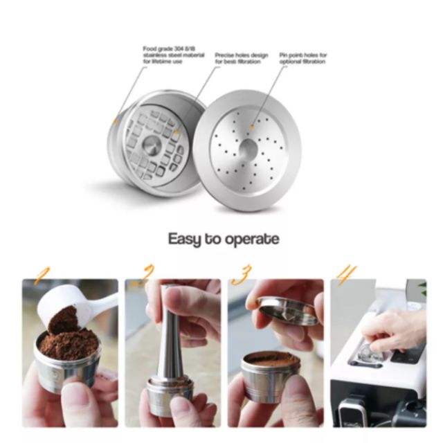 Viên cafe nén bằng thép không rỉ, tái sử dụng