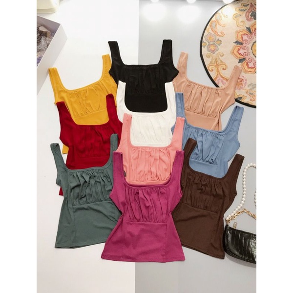 Áo 3 lỗ croptop rúm xinh nhiều màu