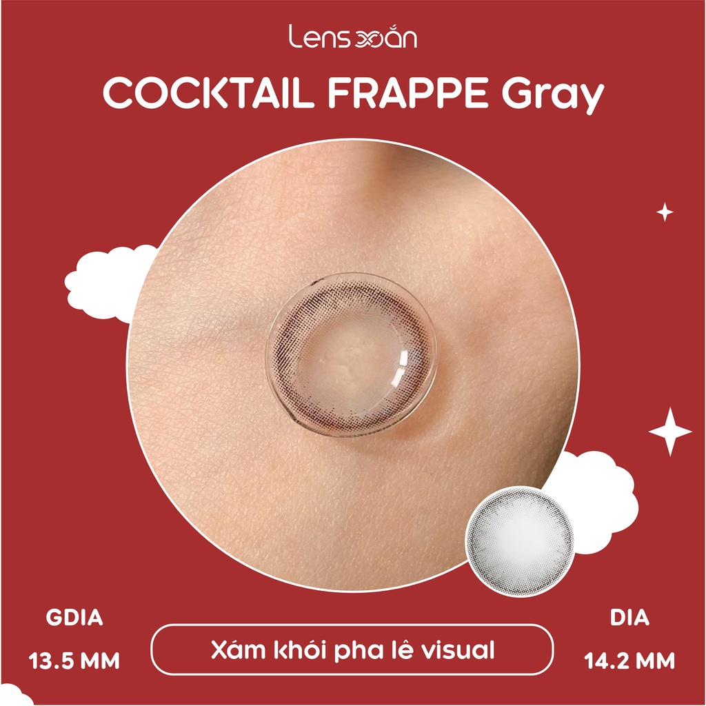 KÍNH ÁP TRÒNG COCKTAIL FRAPPE GRAY CỦA LENS ME: Lens xám hiệu ứng pha lê trong trẻo | Lens Xoắn
