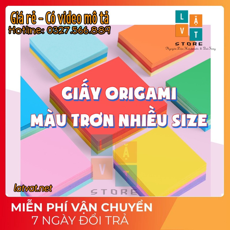 Giấy Origami Trơn 10 Màu tệp 100 tờ Nhập khẩu - Tập xếp giấy cho trẻ em - Khổ vuông