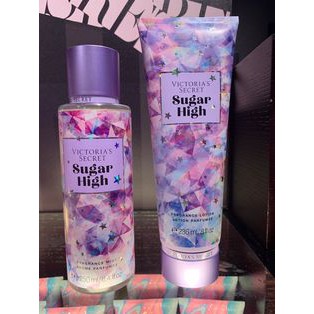 COMBO xịt thơm và Tuýp dưỡng ẩm Victoria Secret -SUGAR HIGH( tem nhãn đầy đủ)