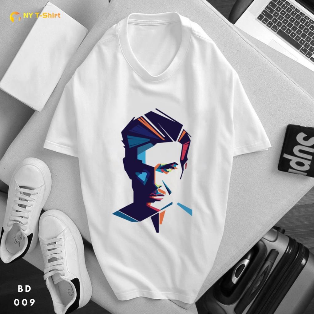 [Freeship] Áo Thun Hình David Beckham  Mã BD002-009 - Áo Unisex Nam Nữ, Màu Trắng