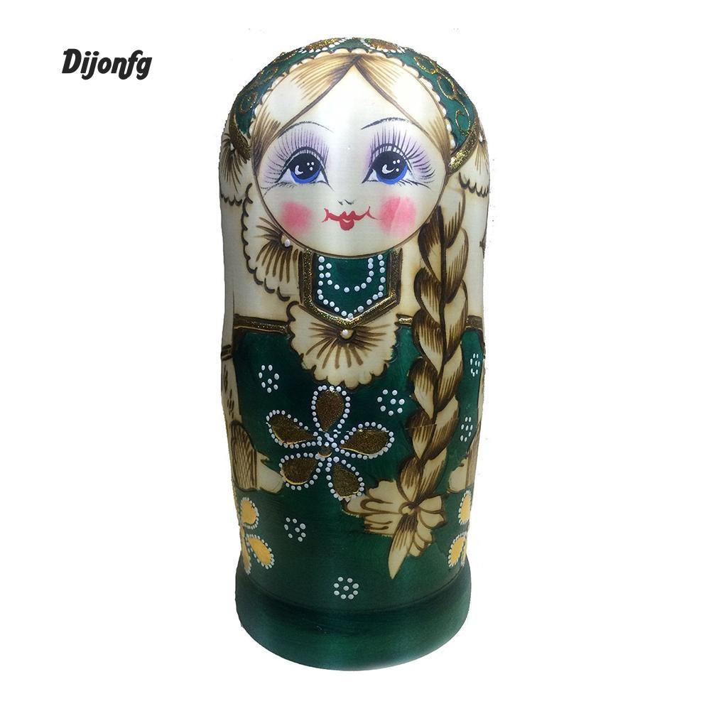 Set 7 búp bê Nga Matryoshka hình cô bé thắt tóc đuôi sam đẹp mắt