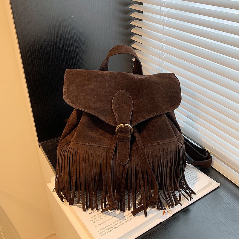 Túi Đeo Vai Hình Vuông Cỡ Nhỏ Thiết Kế Tua Rua Phong Cách Cổ Điển Thời Trang Mới