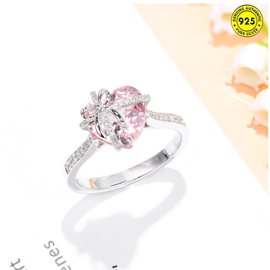 Nhẫn Đính Đá Trái Tim Morganite Màu Hồng
